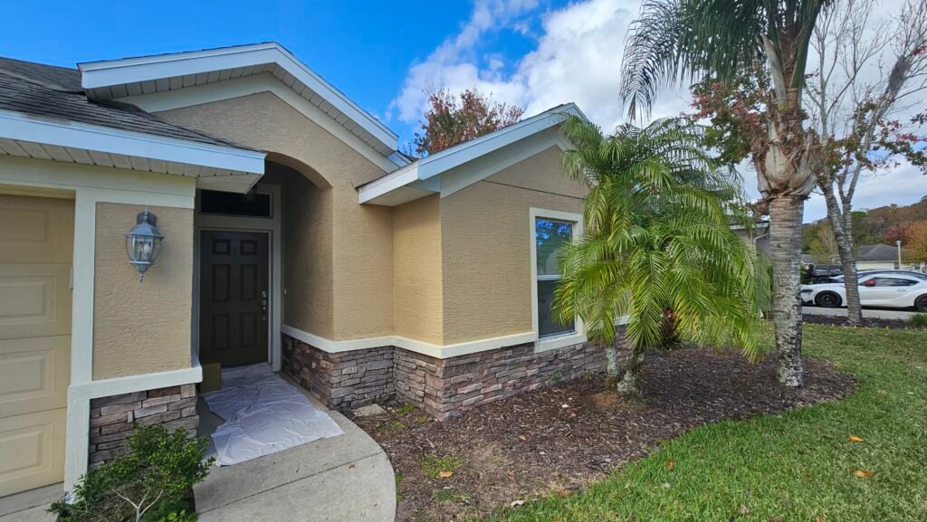 Professional exterior house painting and surface restoration.