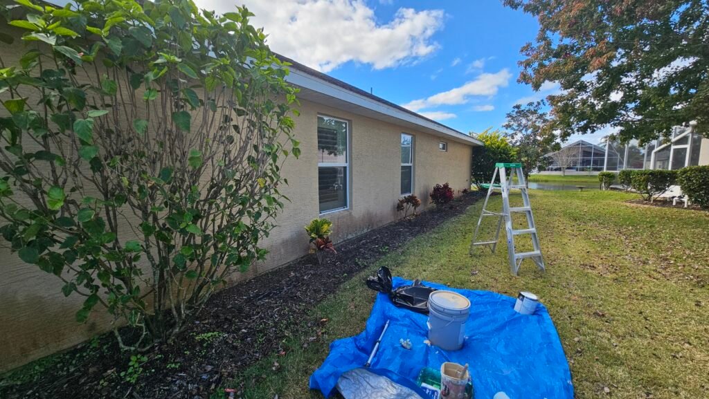 Freshly painted home exterior by professional contractors.