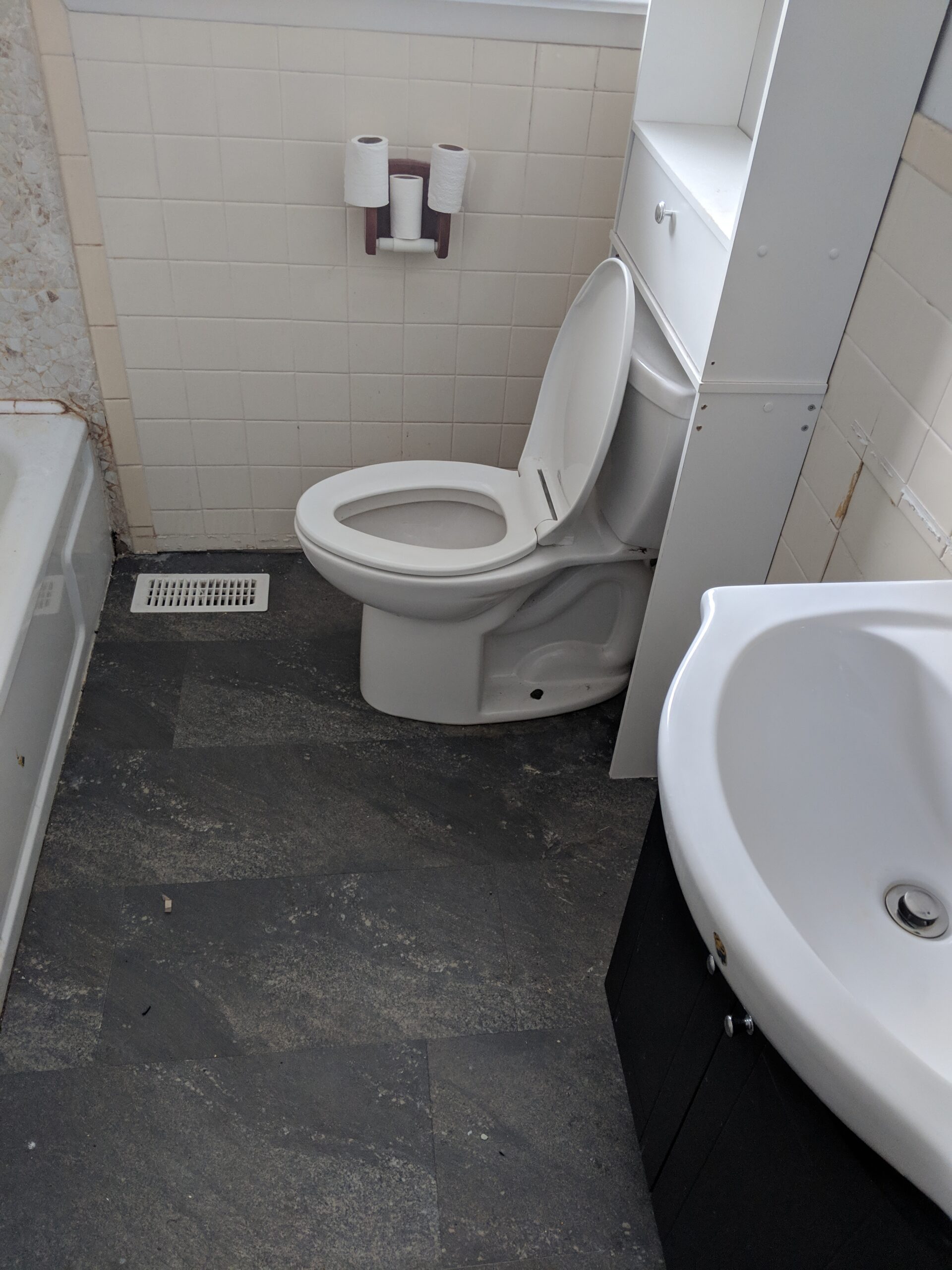 Custom bathroom renovation with new tile and paint in New Smyrna Beach Florida