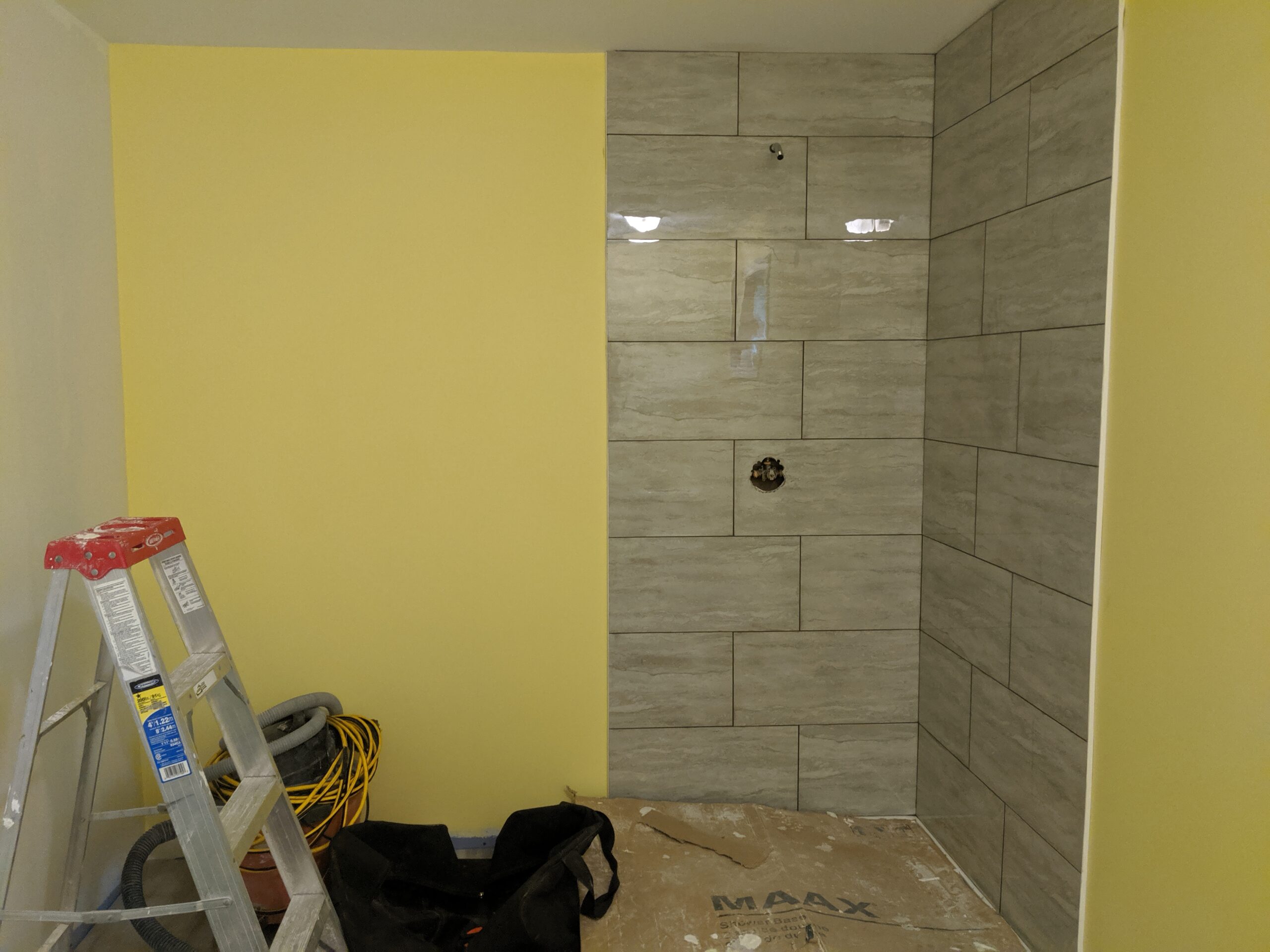 Modern bathroom remodeling with new tile and paint in Daytona Beach Florida
