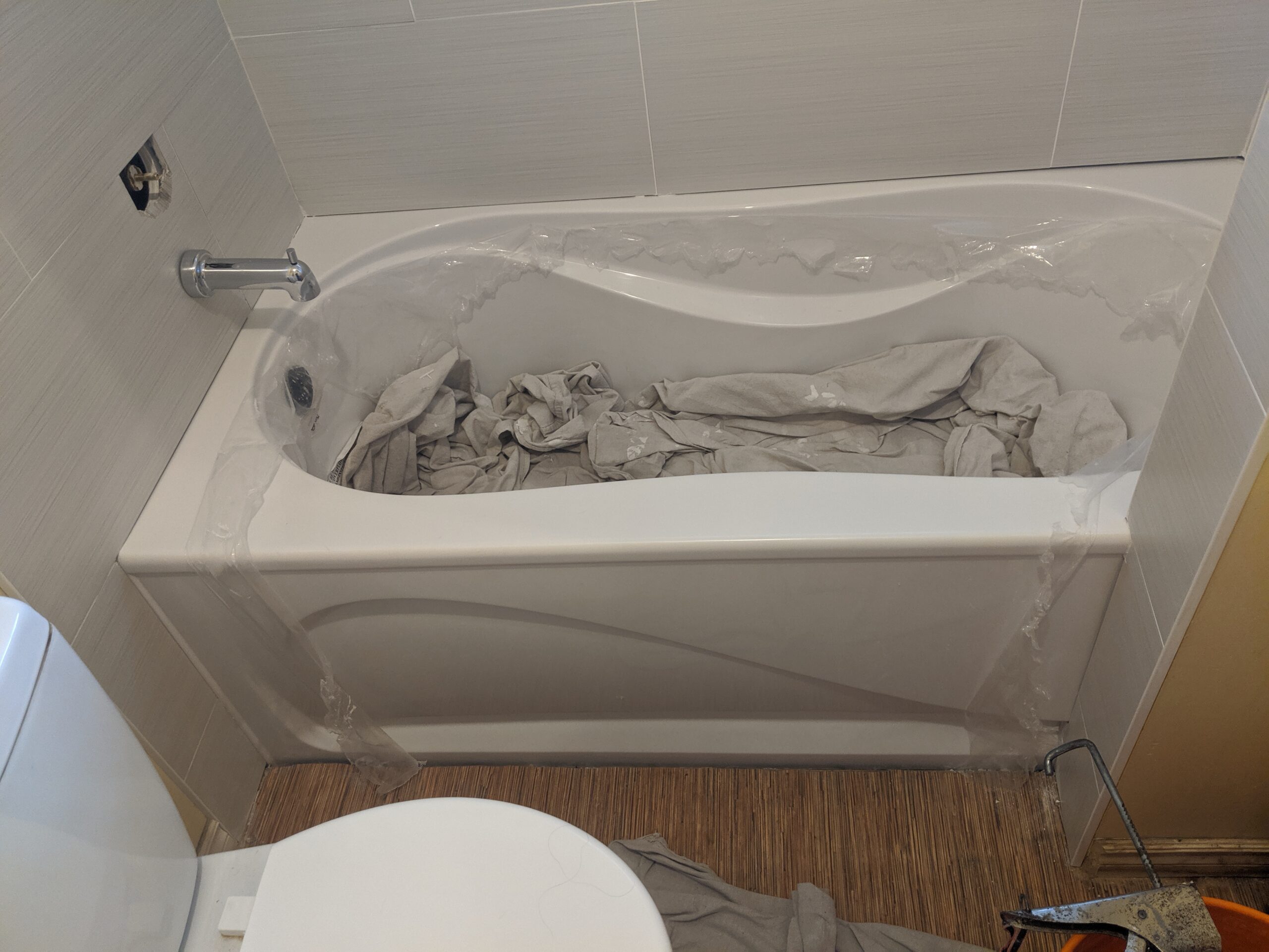 Modern bathroom remodeling with new tile and paint in Daytona Beach Shores Florida