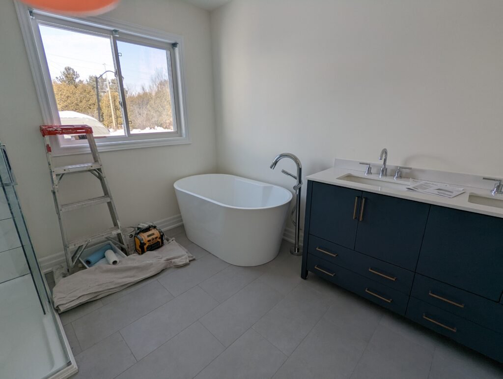 Custom bathroom renovation with new tile and paint in South Daytona Florida